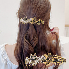 欧美时尚水晶花朵发夹大号夹弹簧夹可爱女式后脑勺发卡头饰森系风