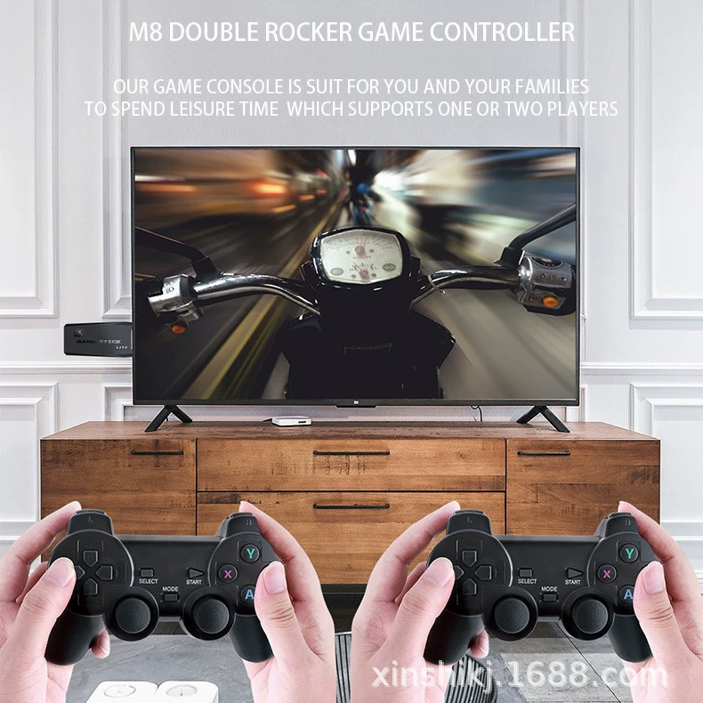 Wireless game console for double, classic retro joystick