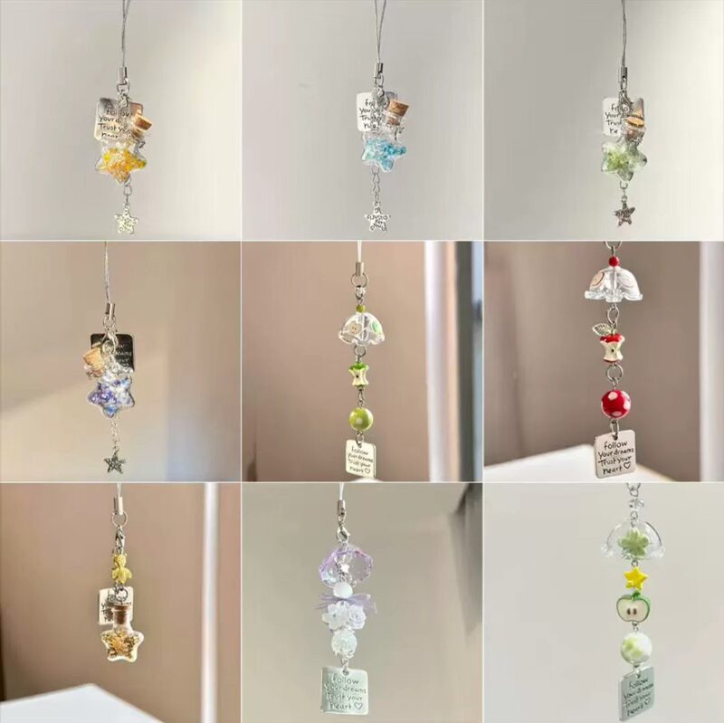 Star wish bottle pendant, DIY phone chain, cute ins-style decoration, wind chime, bag strap, keychain, hanging chain