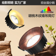 中古无边框筒灯胡桃木餐厅客厅走廊嵌入式家用筒灯过道玄关天花灯