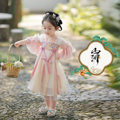 子供のワンピースの女の子の夏の中国風の古典的な超仙のスカートの漢服の女性の赤ちゃんの古風な夏服の薄いタイプの短いです。