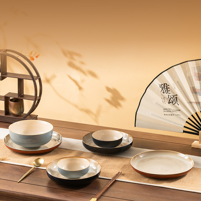 Vajilla de cerámica china retro de estilo nacional, plato de cerámica, juego de vajilla de alta calidad, cerámica personalizable