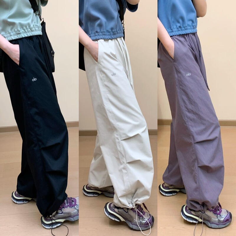 Alo Spring 2026 New Women's Pleated Cargo Pants Versatile Sports Casual Wide-Leg Pants Quick-Dry Wide-Leg Pants Alo Spring 2026 New Women's Pleated Cargo Pants Versatile Sports Casual Wide-Leg Pants Quick-Dry Wide-Leg Pants