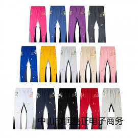 正确版GALLERY DEPT经典字母泼墨涂鸦印花拼接纯棉卫裤男休闲长裤