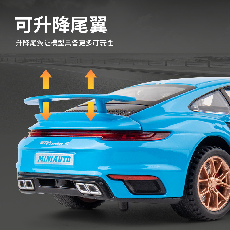 (En caja) 1:32 tiempo-preservar el juguete 911 TurboS aleación modelo de coche decoración de cuatro puertas de sonido y la luz Tire hacia atrás coche de juguete