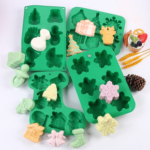Cross-border Christmas mold silicone mold Christmas tree gingerbread man snowflake Christmas mold biscuit candy mold