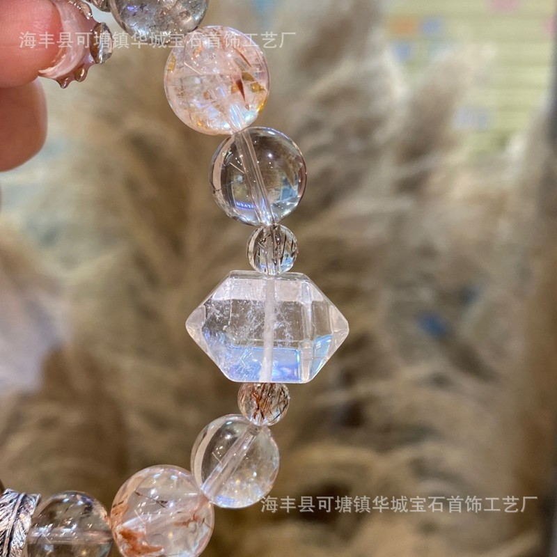 Qiaoen ナチュラルブラックゴールドスーパーティークリスタルブレスレットクリスタルブレスレットホワイトクリスタルアーセンタル DIY デザイン卸売|undefined