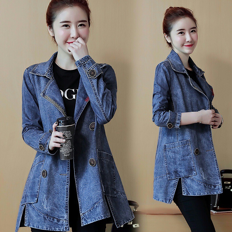 2026 Spring and Autumn Denim Jacket for Women, Mid-Length, Versatile Korean Style, Slimming, Loose Casual Windbreaker Jacket for Women 2026 Spring and Autumn Denim Jacket for Women, Mid-Length, Versatile Korean Style, Slimming, Loose Casual Windbreaker Jacket for Women
