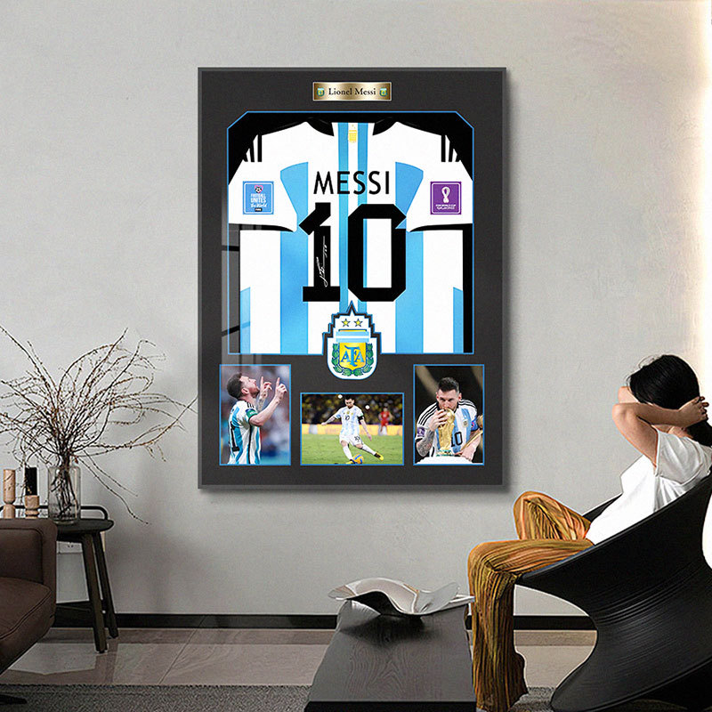 Camiseta enmarcada, marco de fotos de fútbol, pintura de pared, colección de C Luo, exhibición de ropa, decoración de cabecera de dormitorio tridimensional, pintura