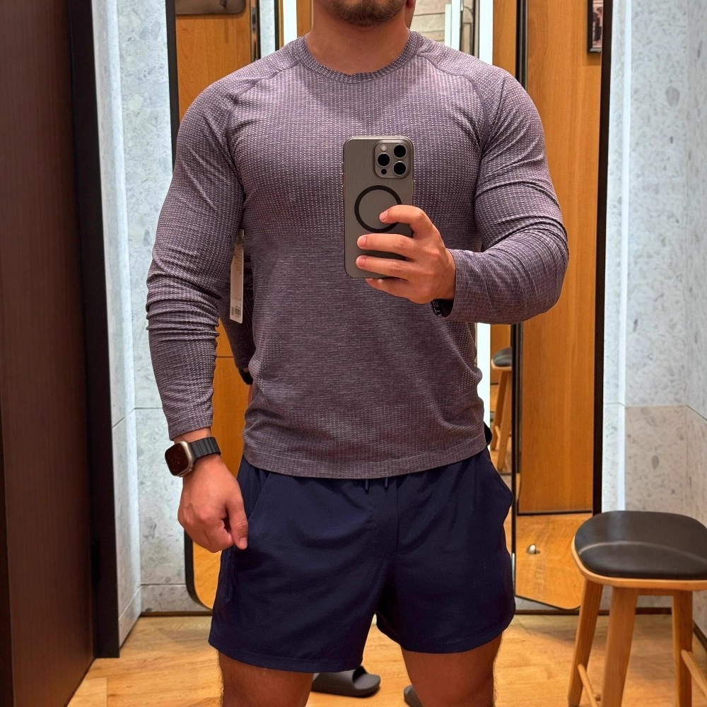 Men's Performance-Fit Round Neck Base Layer Quick-Dry Nylon Blend Athletic Tee For Gym And Outdoor 6 Mineral Tones Raglan Sleeve Anti-Odor_voghion.com
