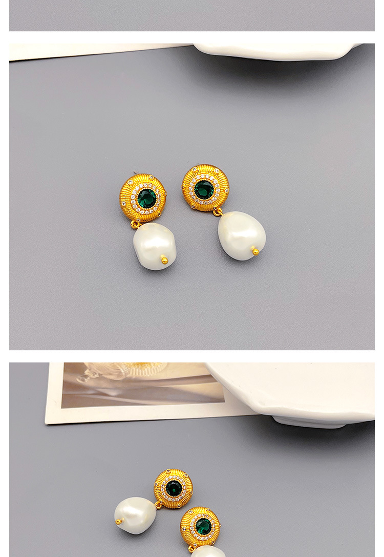 Simple Style Water Droplets Copper Gold Plated Artificial Pearls Zircon Drop Earrings 1 Pair