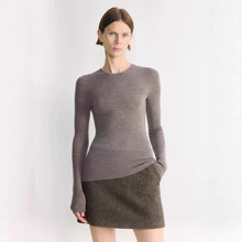 48支扬子秋冬精纺可机洗无缝圆领长袖内搭纯色套头打底衫女