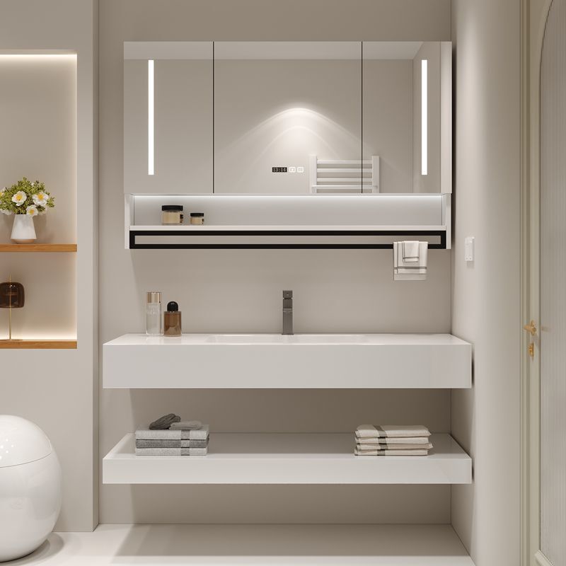 Double-Layer Seamless Slate Ceramic Integrated Bathroom Cabinet Bathroom Sink Washbasin Cabinet Integrated Combination