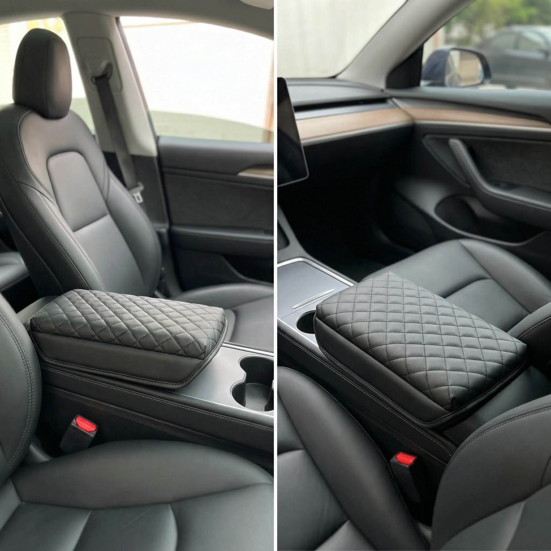 Cross-Border Bestseller Suitable for Tesla Model 3/Y/Yl, Special Center Console Armrest Box Pad, Leather, Thickened and Elevated