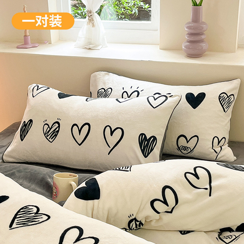 Funda de almohada de terciopelo de leche de invierno, un par de fundas de almohada de terciopelo de coral grueso, una sola funda de revestimiento de núcleo de almohada para niños 48x74 2