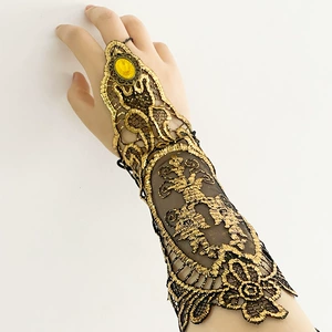 Black Gothic Lace Bracelet with Hollow Out Decoration for Women