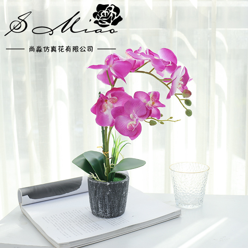 Orquídea de mariposa impresa de serigrafía floral orquídea de mariposa imitación de flores bonsai decoración de sala de estar decoración de escritorio interior decoración de casa maceta artificial image 1