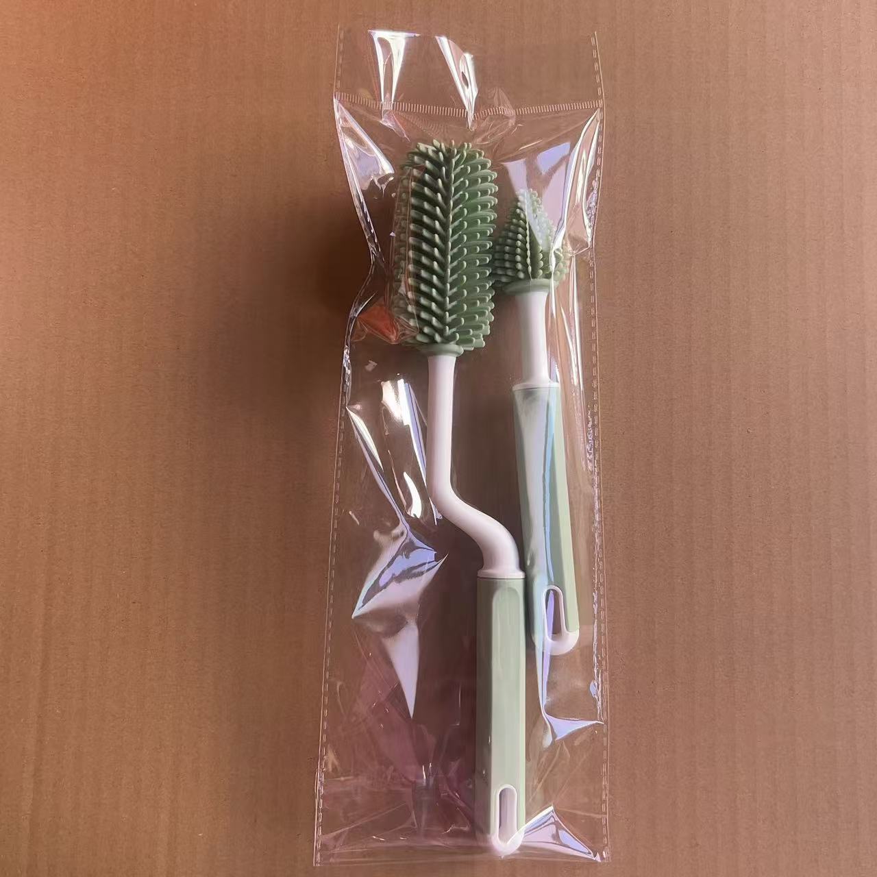 Cepillo de silicona para biberones Cepillo de chupete para bebé Cepillo de pajita Juego de tres piezas Cepillo de limpieza para niños pequeños Juego de combinación de biberones de lavado para bebés