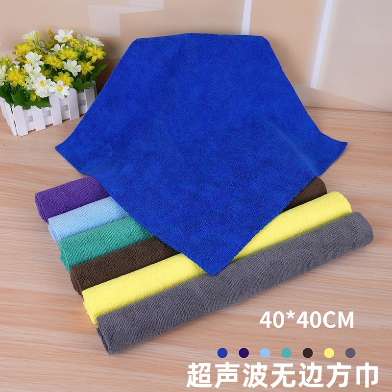 Tejido de urdimbre toallas cuadradas de microfibra ultrasonida sin bordes diseño de automóviles belleza limpieza doméstica no pierde cabello comercio exterior exclusivo