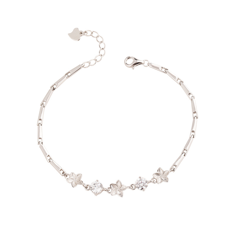 Pulsera de trébol de cinco hojas con incrustaciones de diamantes mujer 925 plata de ley luz lujo nicho exquisito sentido de alta gama joyería de flores para novias y novias
