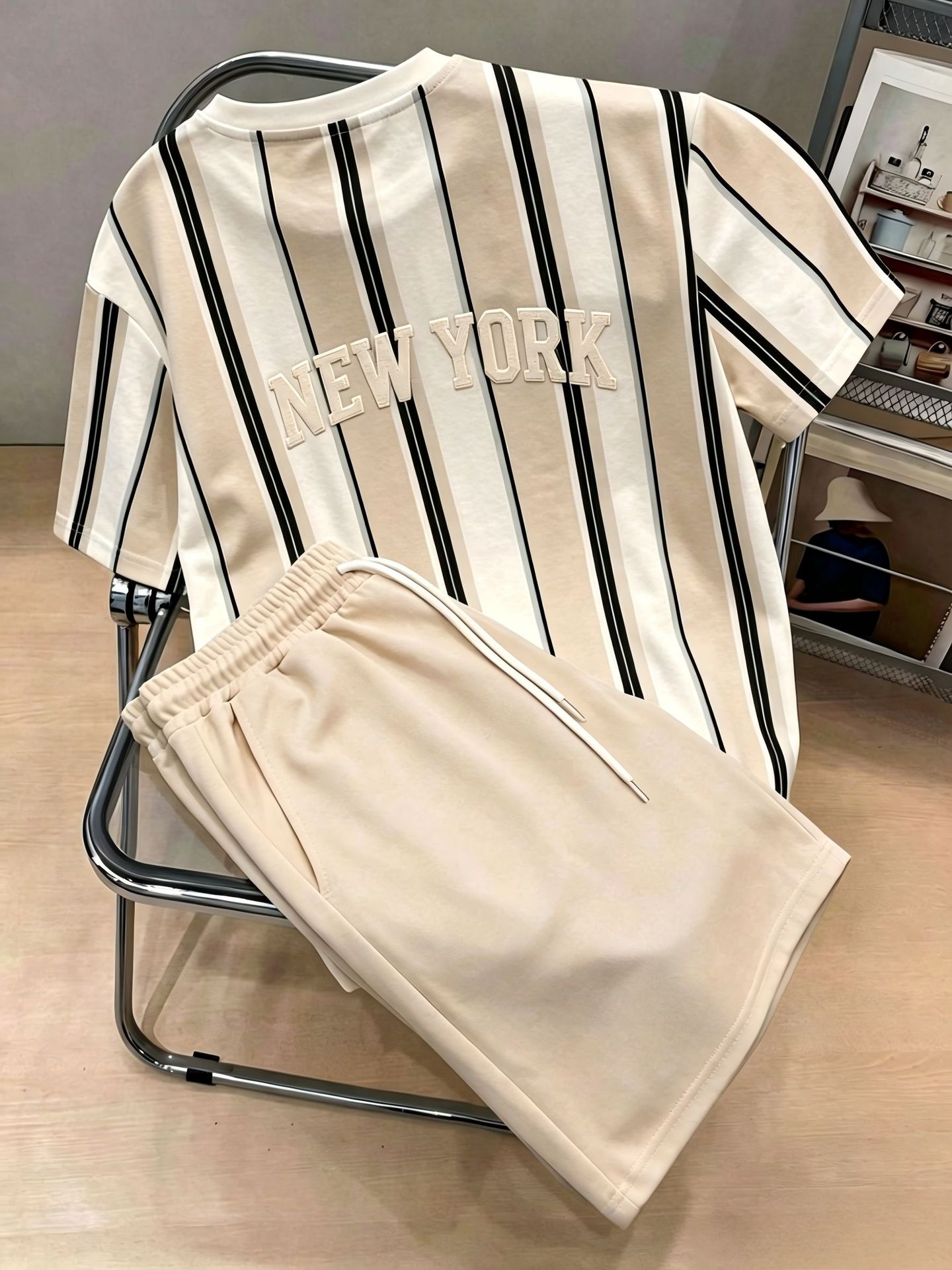 Men's Clothing Casual Set Letter Print 2 Piece Letter Graphic 2-Piece Summer Set | Casual Short Sleeve T-Shirt & Shorts Outfit For Daily Wear_viptrois.com