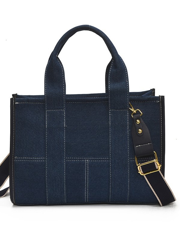 Bolso de mezclilla de gran capacidad para mujer 2025 nuevo bolso portátil de costura de color en contraste bolso de mensajero de paso de alta calidad