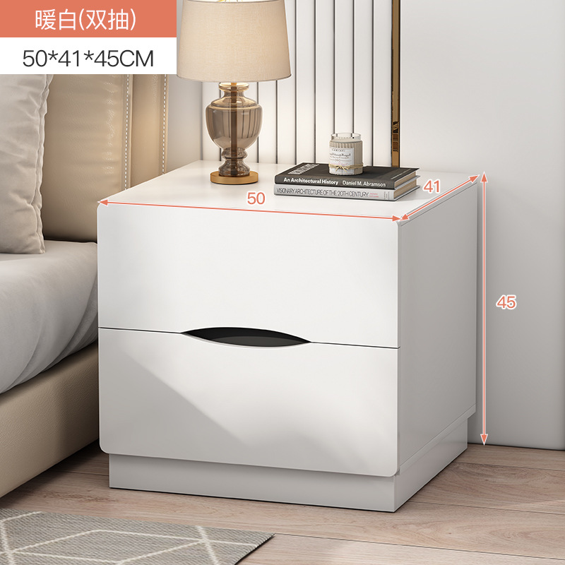 Mesa de noche simple moderno blanco dormitorio gran gabinete de almacenamiento económico simple mesita de noche gabinete rack de almacenamiento
