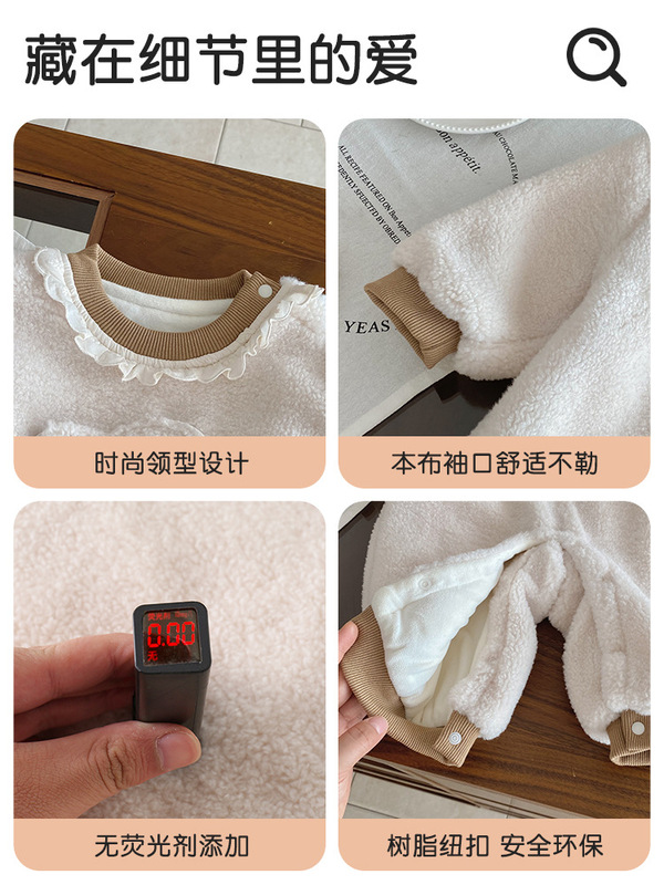 婴儿衣服秋冬装加绒保暖连体衣韩系小月龄女宝宝洋气卡通外出爬服|undefined
