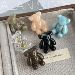 Alan ins スタイルかわいいゼリー樹脂キャンディーカラークマヘアピンサイドクリップ女性トップクリップヘアピンジュエリーポニーテールクリップ