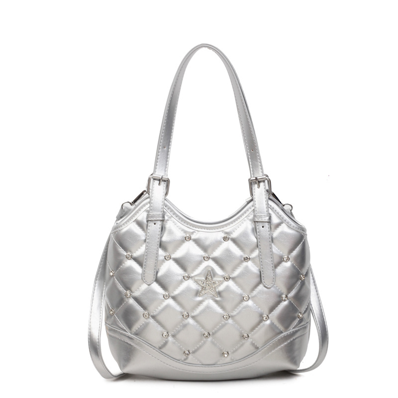 Bolso Tote popular de este año 2025 nuevo bolso estilo estilo universitario bolso de hombro con diamantes bolso bandolera bordado con rombos mujer