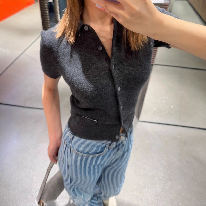 [Limited Time Special Offer] Polo Short-Sleeved Knitwear 25 Early Autumn New Style Simple Casual Single-Breasted Elegant Cardigan