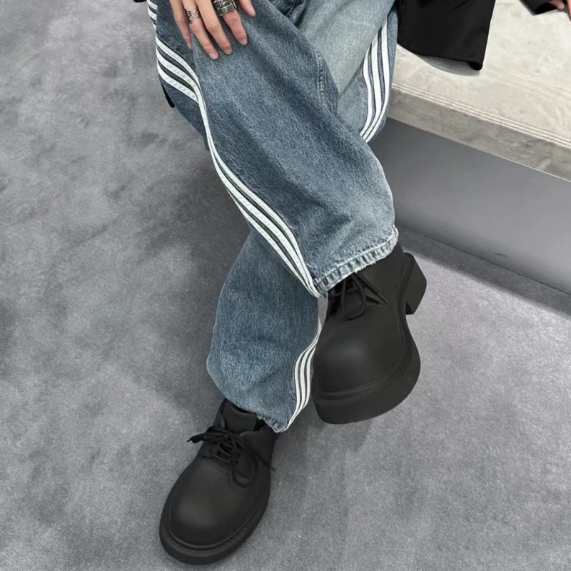 Herren- und Damenlederschuhe für Frühjahr und Sommer 2024, mit Schnürung, runden Zehen, hohen Absätzen und niedrigem, dickem Design_voghion.com