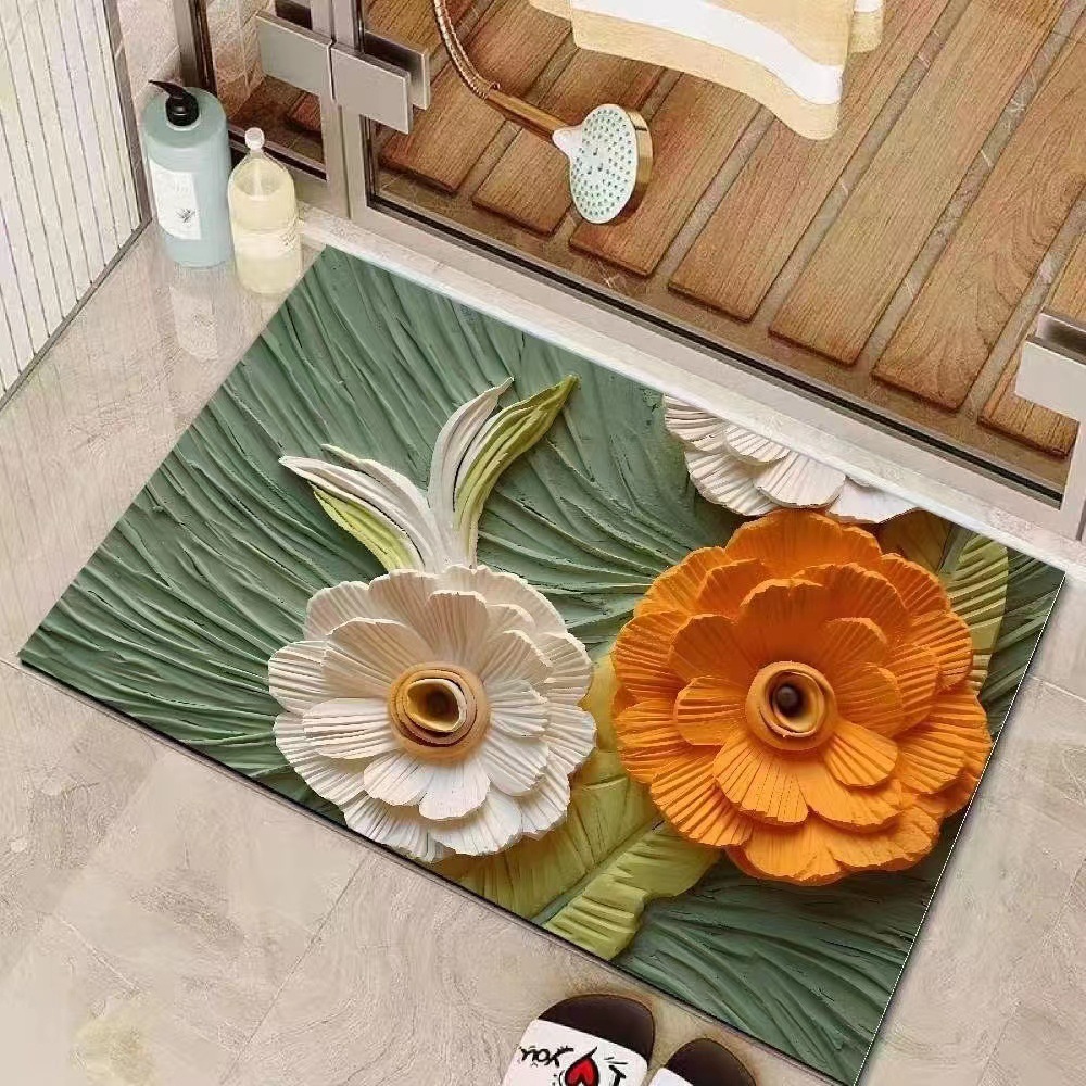 Rustikale Blumen Badezimmermatte, Rutschfeste Küchenmatte_voghion.com