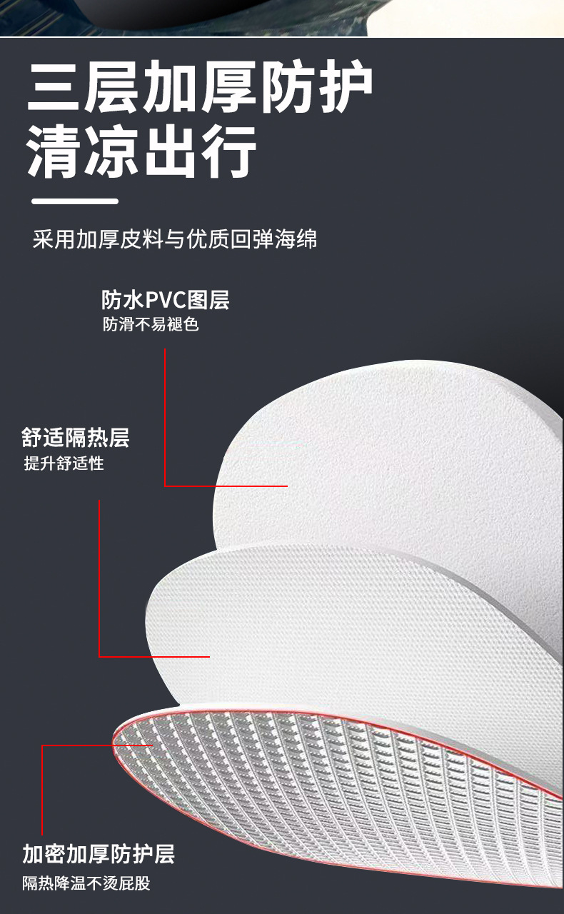 Electric Vehicle Seat Cover Waterproof and Sun-Proof Motorcycle Seat Cover Silver Leather Electric Bike Seat Cover