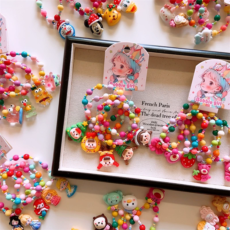 Детский браслет из смолы с героями мультфильмов, браслет ярких цветов, девчачье сердце, браслет цвета дофамина, подарок для девочек