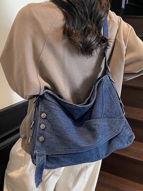 Bolso de gran capacidad de mezclilla retro de moda para mujer 2025 transfronterizo nuevo mensajero de cercanías bolso grande de hombro bolso Tote