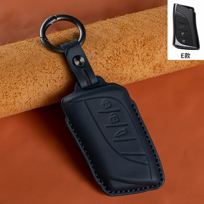 Car key bag | genuine leather - type-e-blue-3-keys