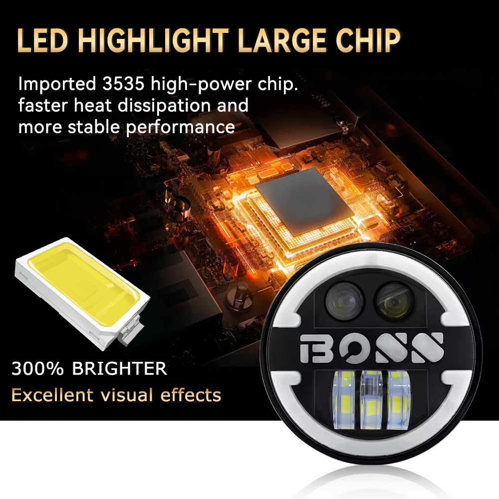 Bestseller Harley Motorcycle Spotlight 5.75 inch 60W Wrangler BOSS Car LED Headlight Modified Daytime Running Light