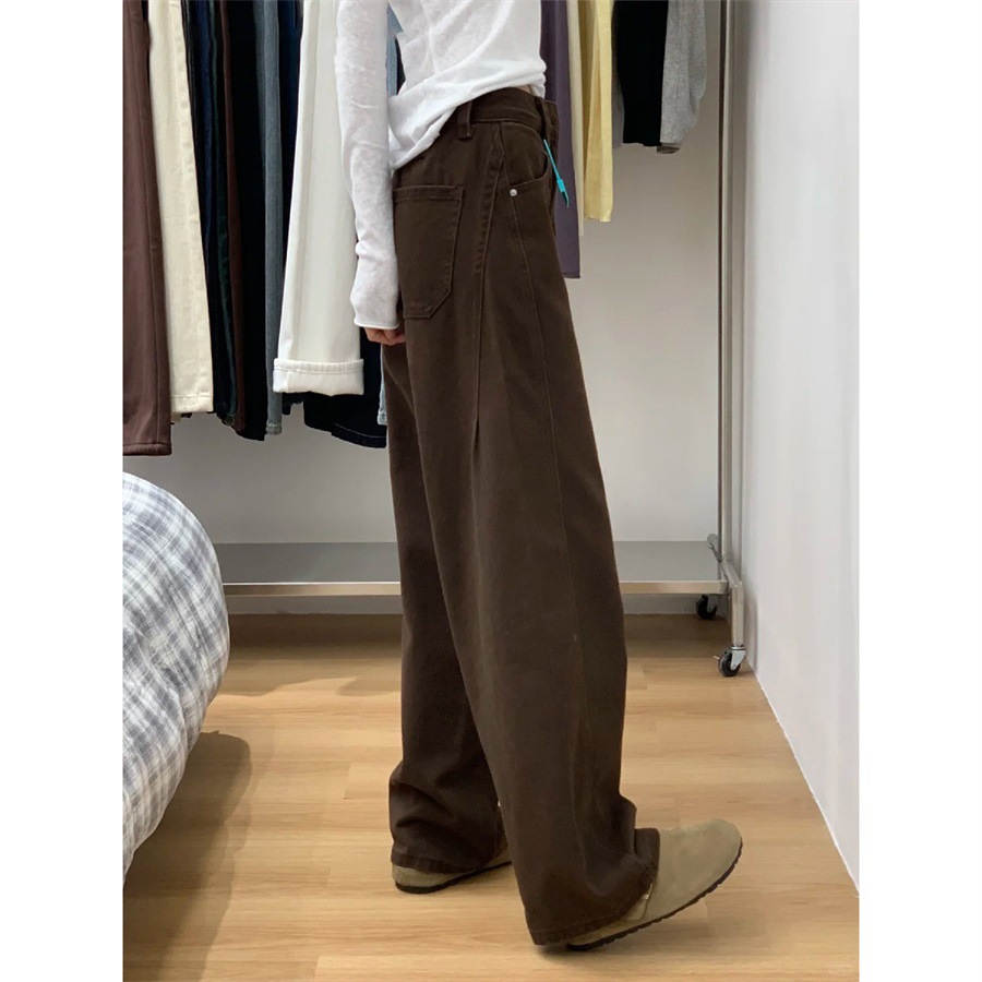 咖色弯刀牛仔裤女2025潮流新款秋冬季宽松显瘦美拉德香蕉裤子潮
