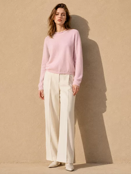 2026 Autumn/Winter Cashmere Base Shirt Long Sleeve Wool Knit Pullover with Half Round Neck for Women, Cashmere Sweater
