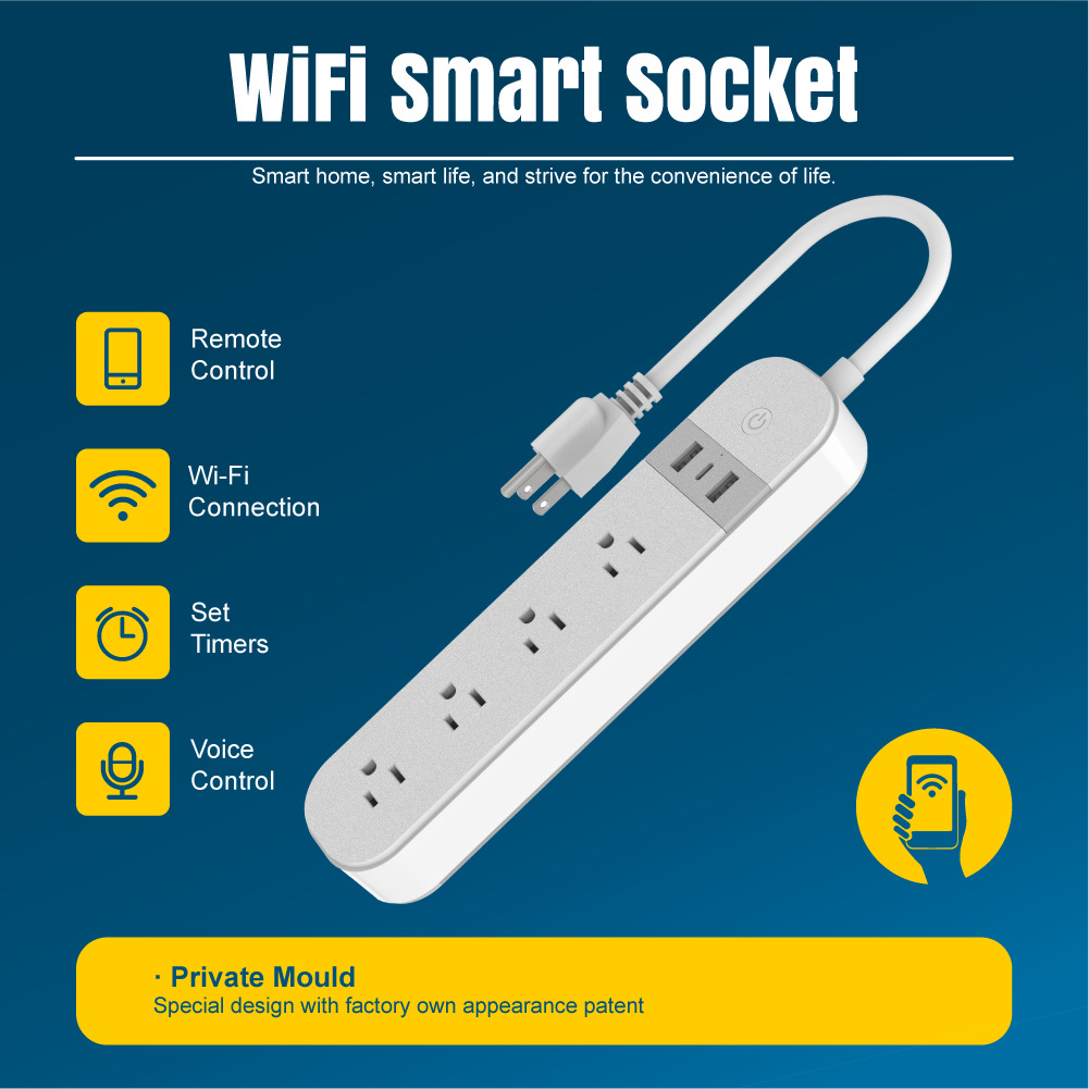 美规办公室快充USB多功能20WPD快充定时智能美标4位排插多孔插座