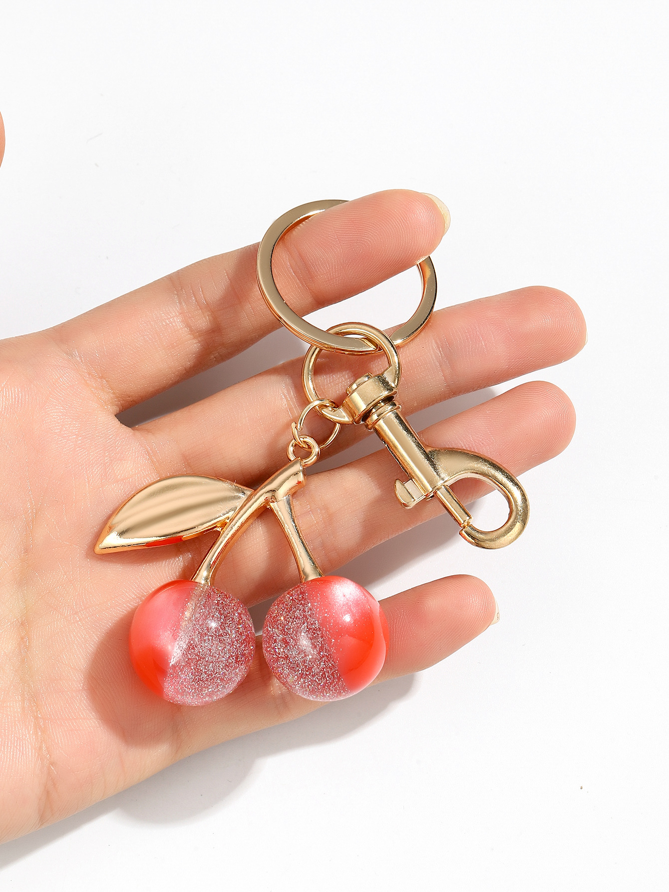 34g Weight Keychain Classification 1 Piece Quantity Daily Occasion Resin Material Cherry Pattern Unisex Gender Cute Style Cute Cherry Resin Unisex Keychain 4