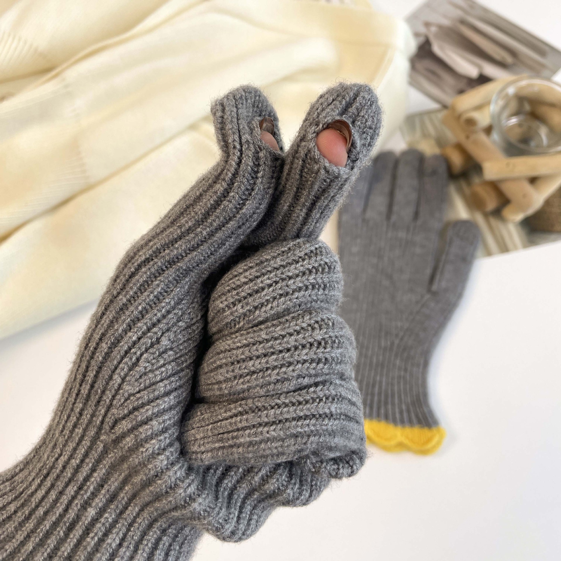 Gestrickte Handschuhe Für Damen Warme Winter-wollhandschuhe_voghion.com