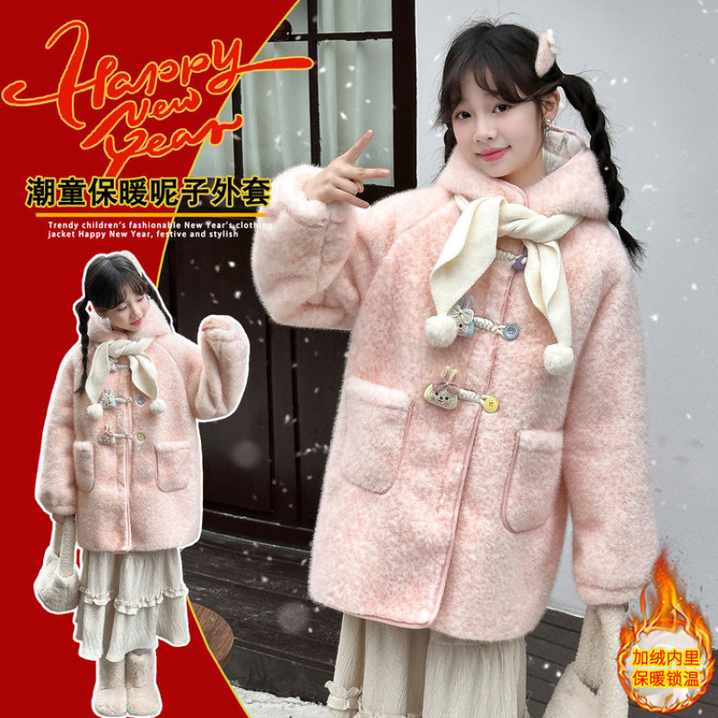 Zhili children's clothing girls' fleece-lined coat autumn and winter 2025 new children's thick sweater winter clothes girls Korean style