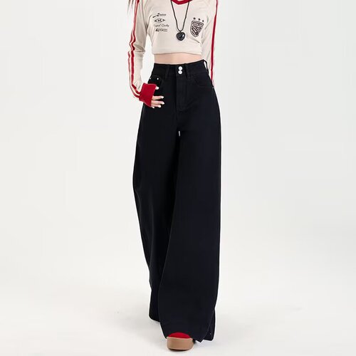 Hong Kong trend women's summer new style 2026 personalized letter jeans hip-hop ins trendy high street fashionable handsome pants