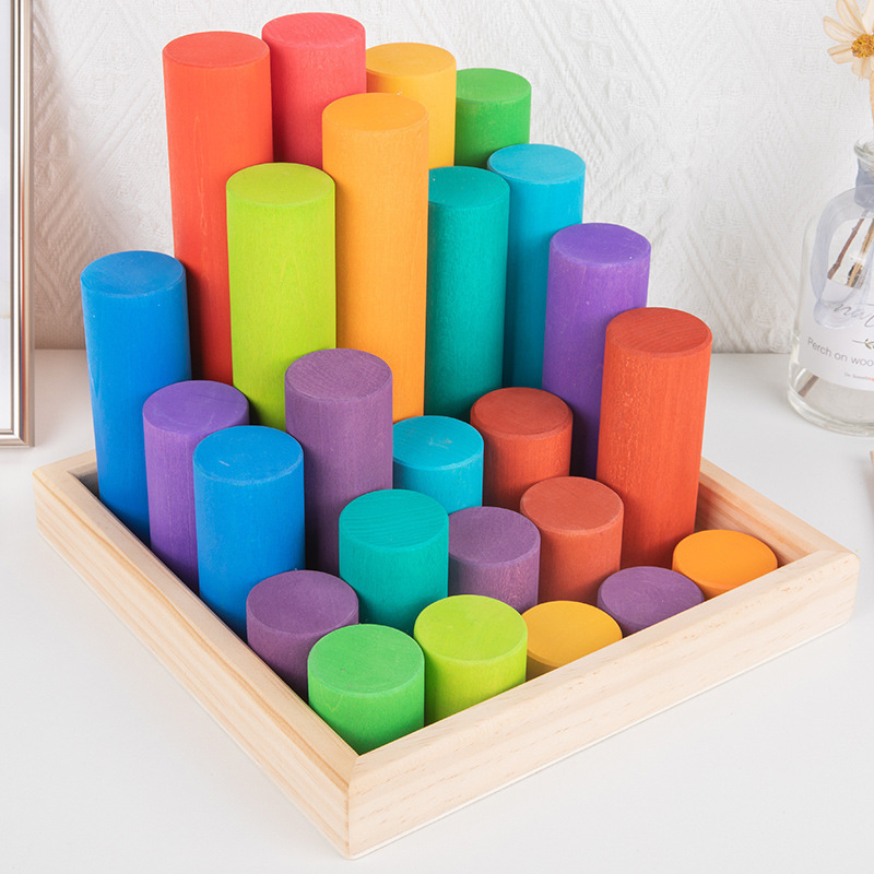 Bloques de construcción de arco iris grandes, superpuestos, superpuestos, cognición de alto color, rompecabezas de jardín de infantes, fabricantes de bloques de construcción de educación temprana al por mayor