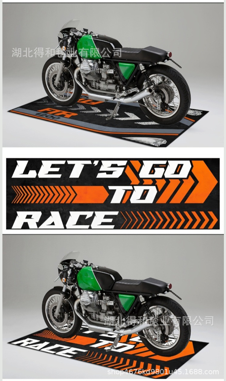 Cross-Border Motorcycle Floor Mats with Custom Logo Pattern, Non-Slip and Dirt-Resistant, Motorcycle Display Carpet, Factory Direct Sales, Crystal Velvet