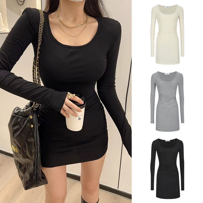 Корейская версия сексуальная тонкая и чистая ветровое платье с воротником