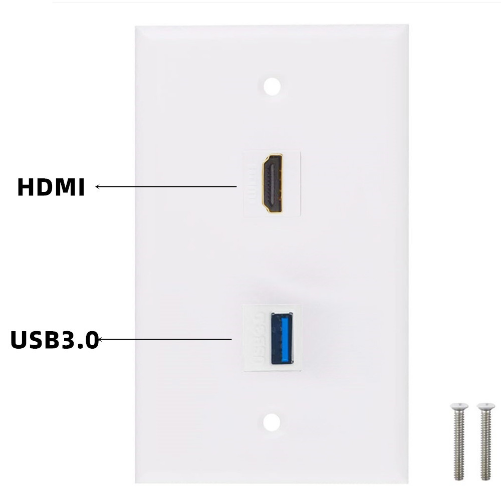 双口HDMI USB3.0卡扣免焊接面板多媒体信息面板墙插 70mm*115mm