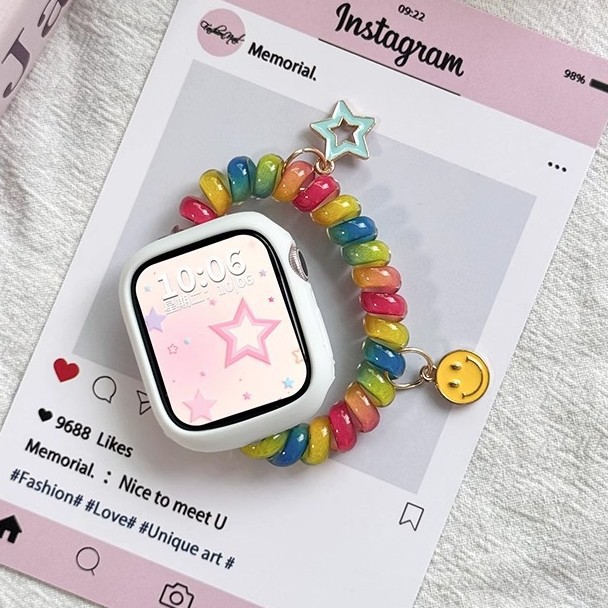 [Brilliant and Colorful] Suitable for Apple Watch Strap Iwatch10 New Phone Line S9 Female S8 Watch Ring Se Summer